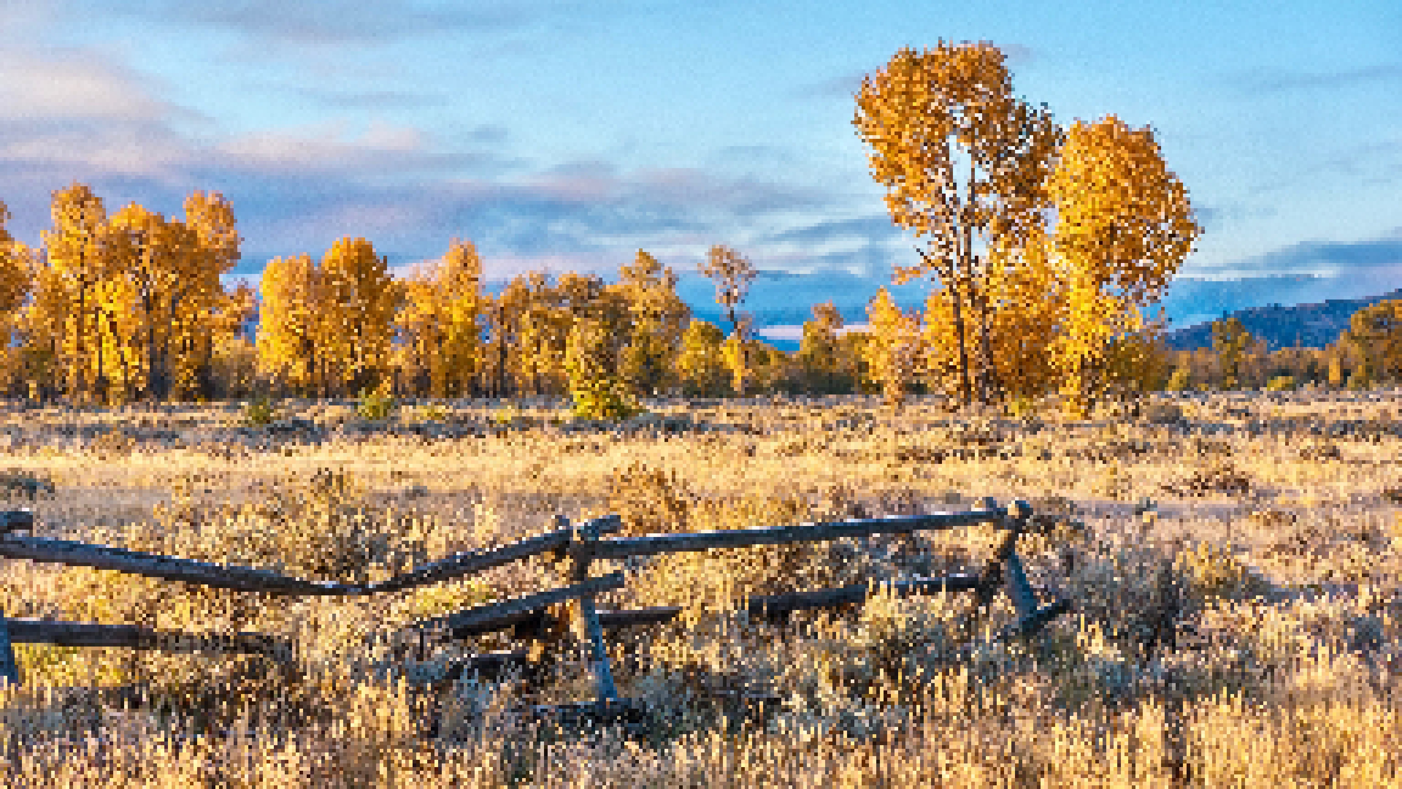shooting gallery background; mountains and trees; tin cans on a fence